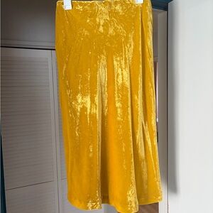 Maeve by Anthropologie Velvet Midi Skirt in Mustard Gold - Size small